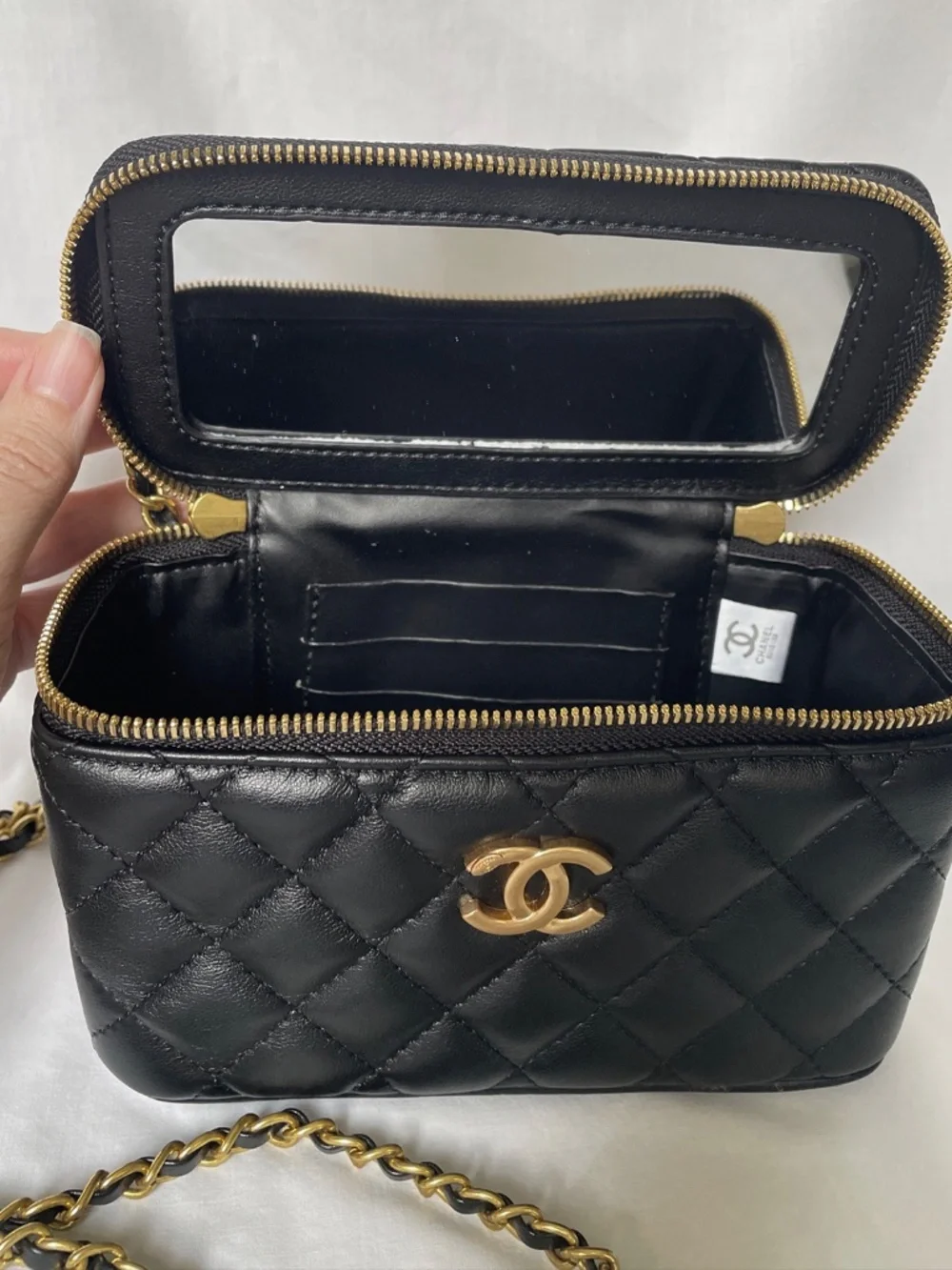 Chanel GWP Makeup Vanity Case Gold Chain Top Handle
